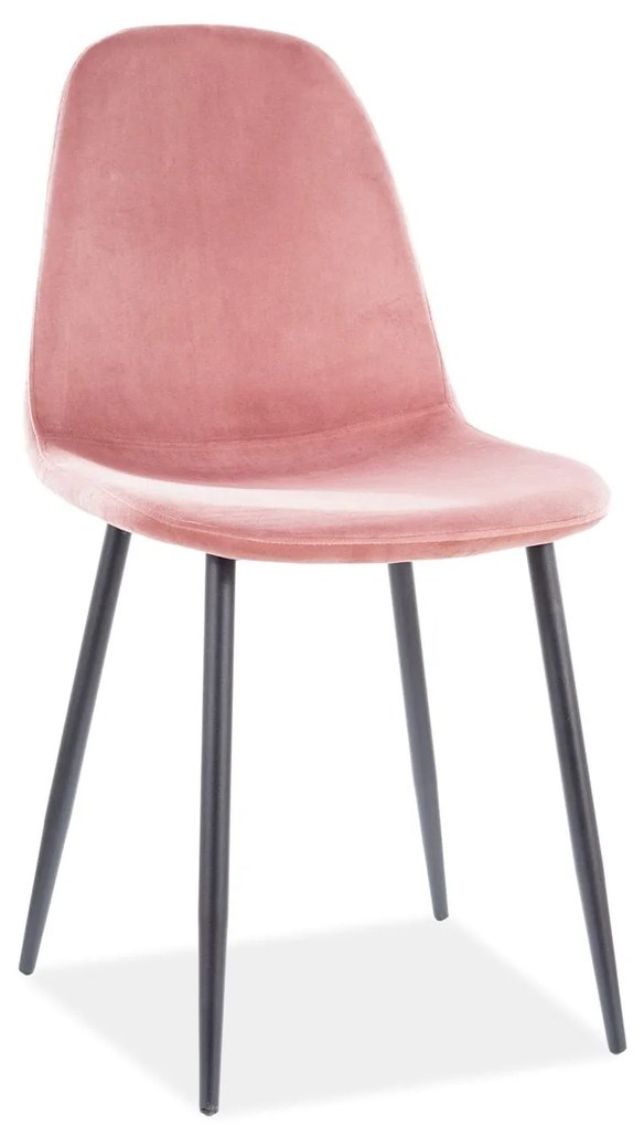 Ružová stolička FOX VELVET s čiernymi nohami