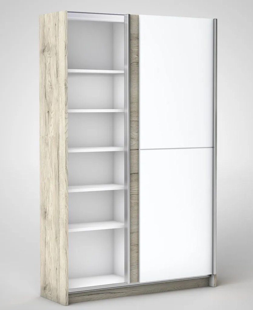 Šatníková skriňa Heimo, 125 cm, dub san remo/biela