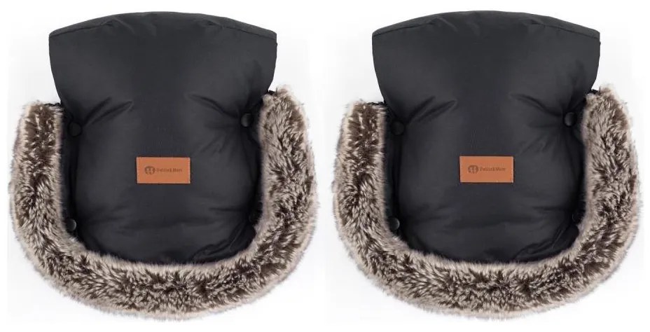 PETITE&amp;MARS - Rukávniky na kočík FURRY Forever Black