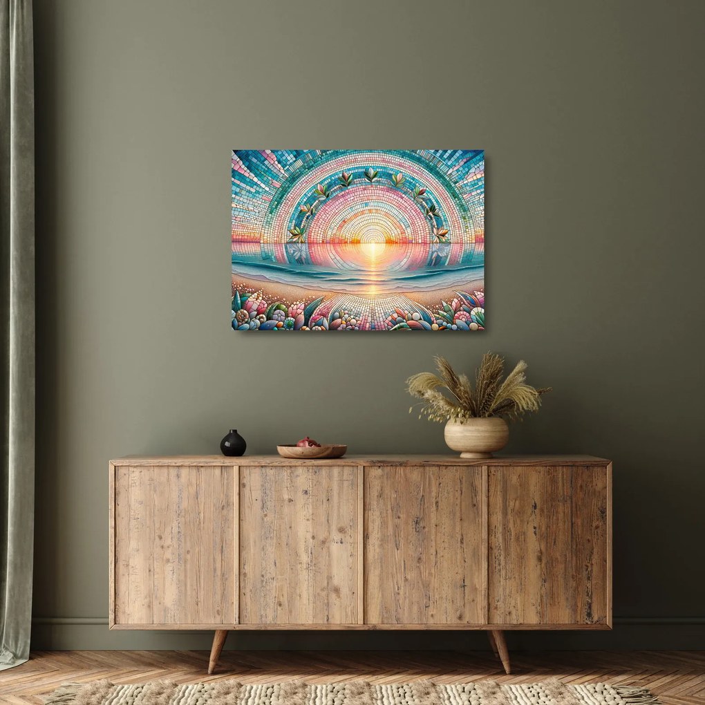 Sklenený obraz – Mozaika zapadajúceho slnka (70x50 cm)