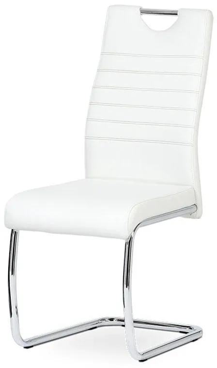 Autronic -  Jedálenská stolička DCL-418 WT, koženka biela, chróm
