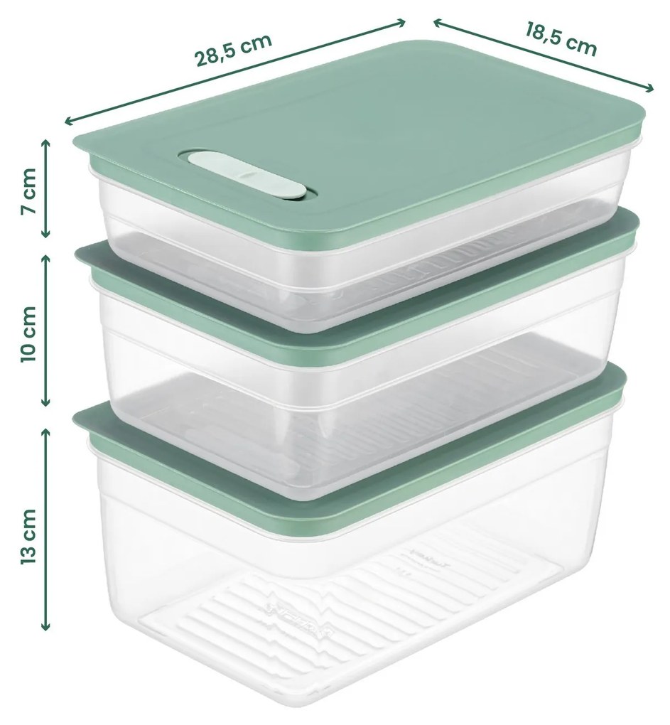 Sada 3 ks potravinových boxov HUL zelená