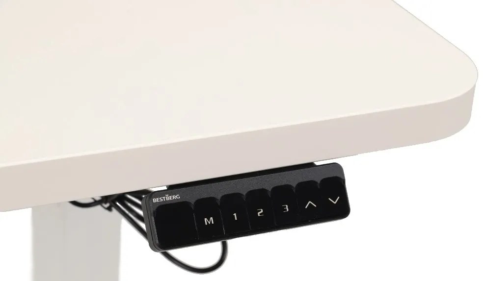 Výškovo nastaviteľný elektrický stôl BestBerg BBAT-12WW / rozmer 120x60 cm / výška 93,4-125,4 cm / biely