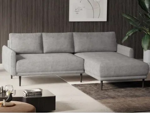 Rohová sedačka Soho, svetlo šedá štruktúrovaná látka, pravý roh%