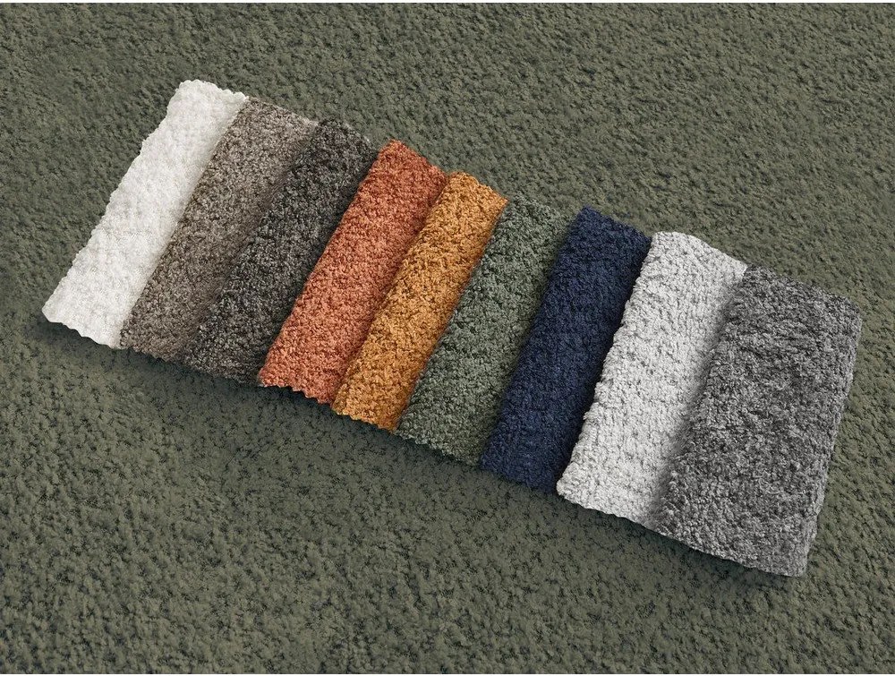 Zelená rohová pohovka z textílie buklé (pravý roh/s leňoškou) Azra – Bobochic Paris