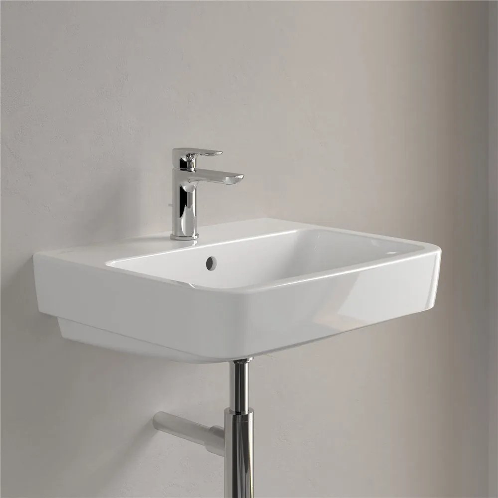 VILLEROY &amp; BOCH O.novo závesné umývadlo s otvorom (zadná a spodná strana brúsená), s prepadom, 550 x 460 mm, biela alpská, s povrchom AntiBac a CeramicPlus, 4A41MGT2