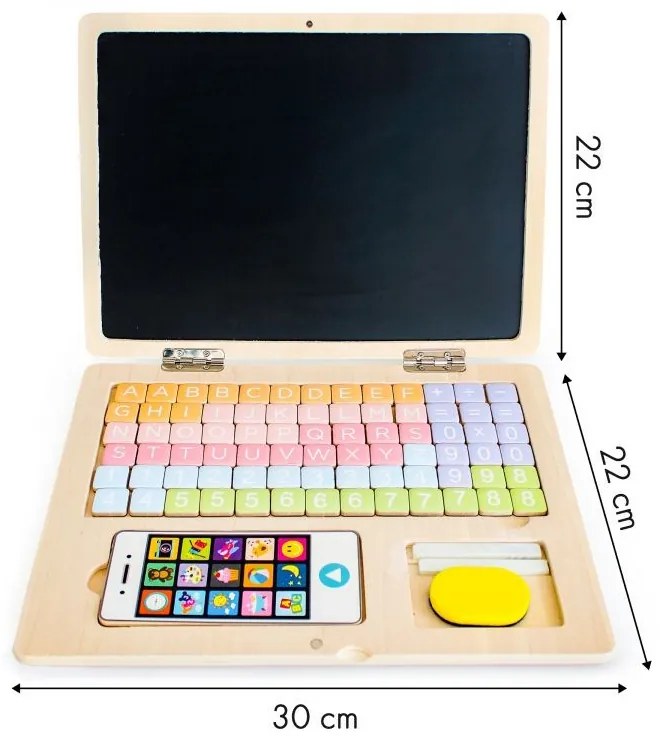 Drevená notebooková edukačná magnetická tabuľa
