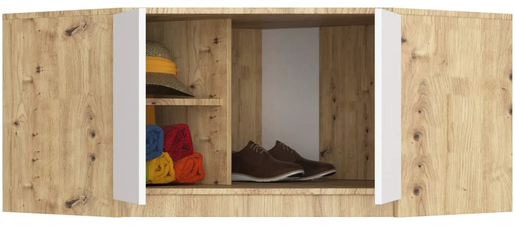 Nástavec na rohovú šatníkovú skriňu CLP 100 cm dub artisan/biely