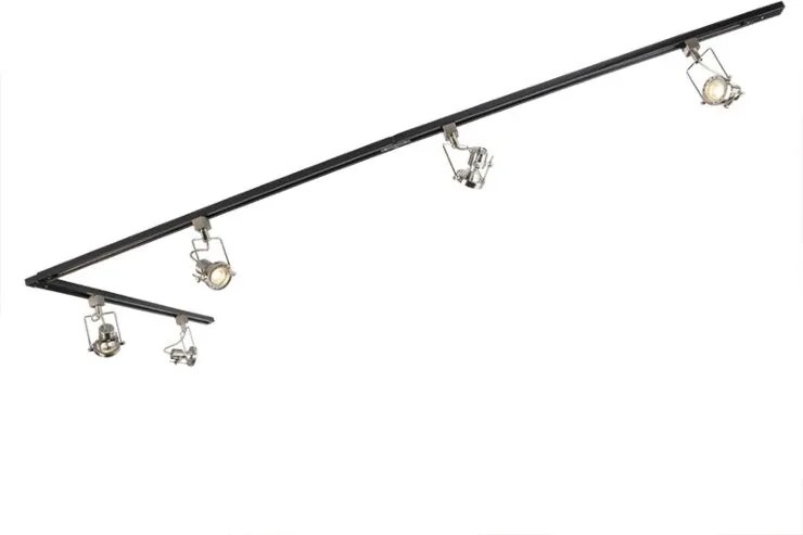 Inteligentná 1-fázová koľajnica čierna s oceľou Vrátane 5 WiFi GU10 - Iconic Suplux