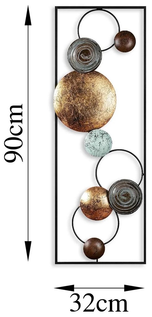 Nástenná kovová dekorácia Štruktúrovaná 8 viacfarebná