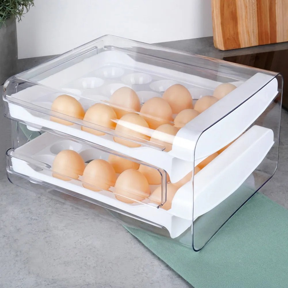 VILDE Box na vajíčka, organizér na vajcia do chladničky, 2 poschodia, na 40 vajec