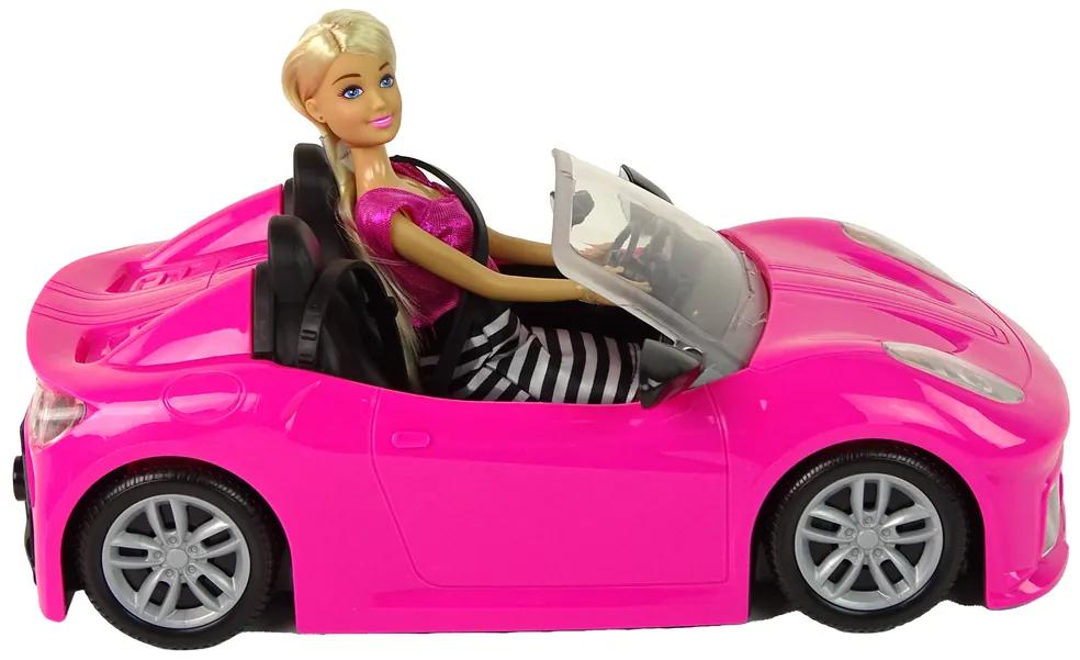 Lean Toys Bábika Anlily v ružovom aute