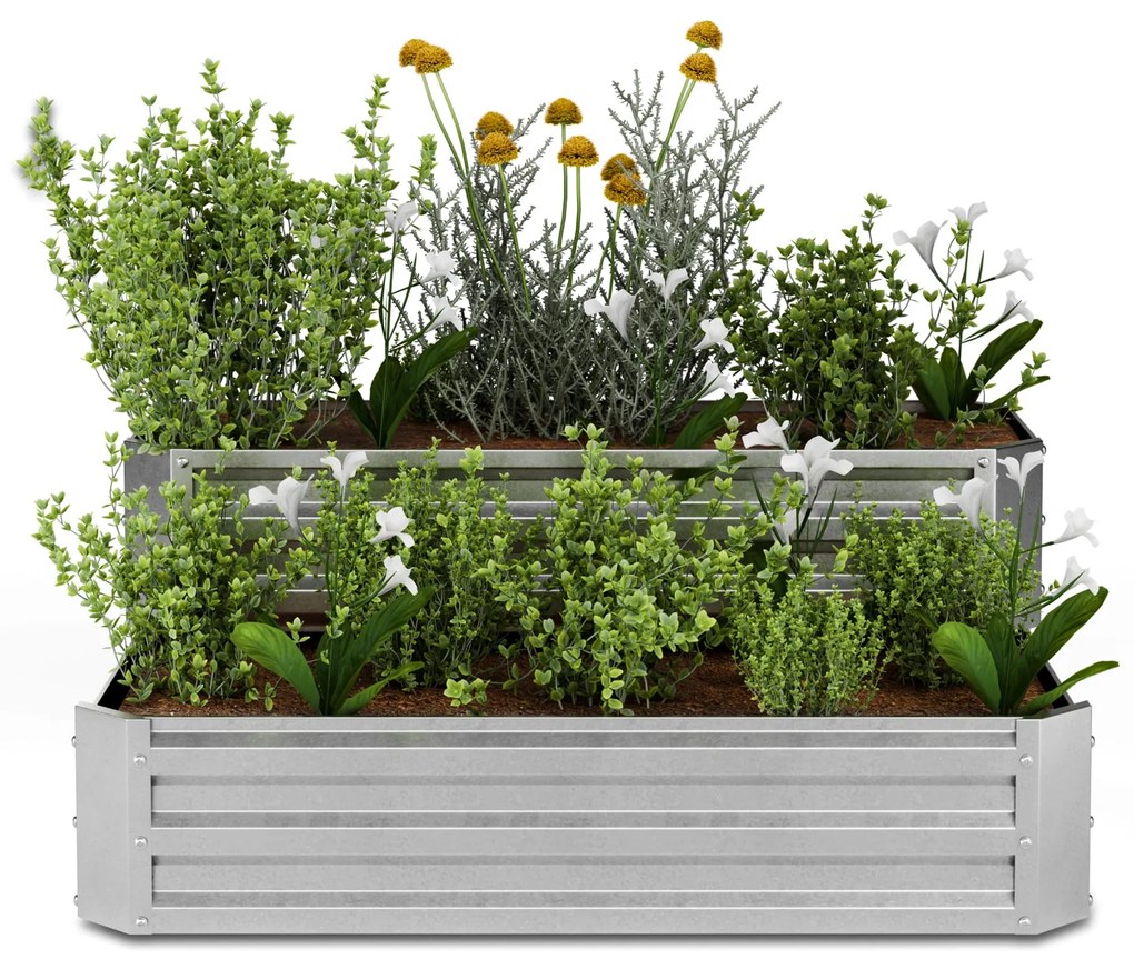 High Grow vyvýšený záhon, 2 úrovne, odolný voči poveternostným vplyvom, odolný voči korózii, robustný, 405 L