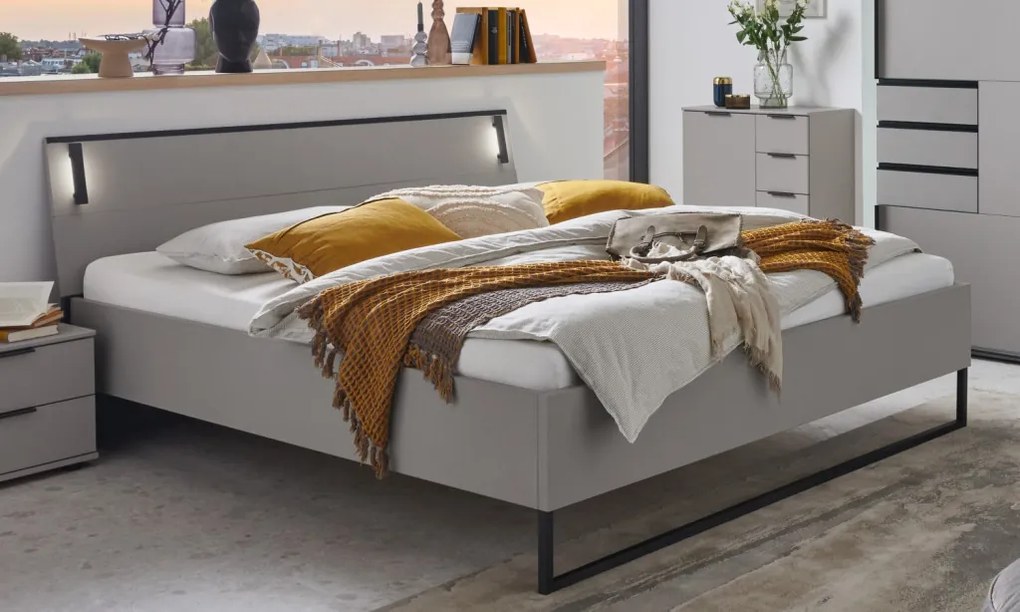 Posteľ s osvetlením Tilburg 180x200 cm, šedá sahara