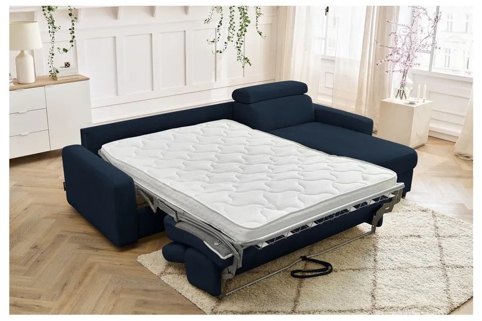 Tmavomodrá rozkladacia rohová pohovka (variabilná) Monaco – Bobochic Paris