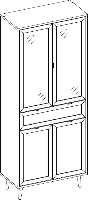 Vysoká vitrína Vienna, čierna/výplet