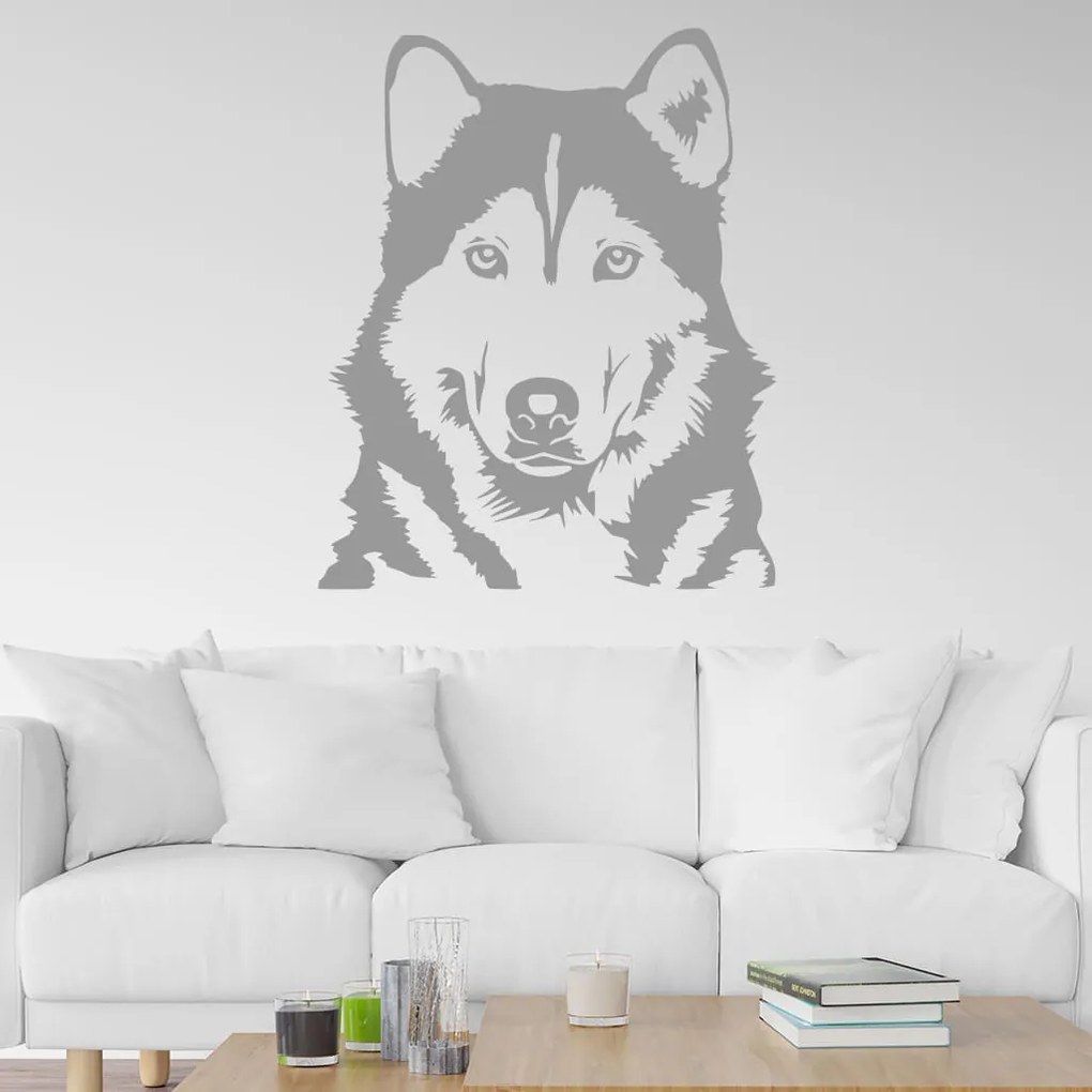 Veselá Stena Samolepka Husky Farba: oranžová, Veľkosť: 60 x 49 cm