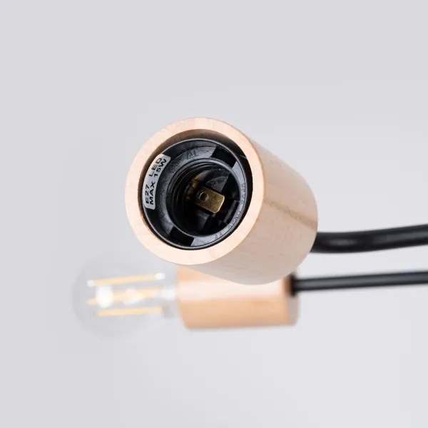 Sollux SL.1669 - Prisadený luster TIMBO 4xE27/15W/230V čierna/béžová/buk