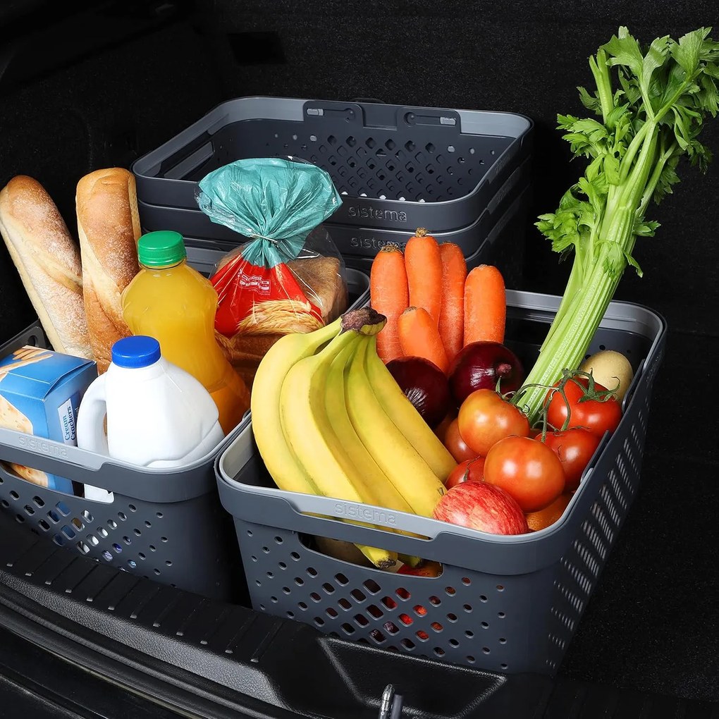 SISTEMA Multifunkčný košík s uchami, stohovateľný, antracit 41 x 29 x 19 (18,5l)
