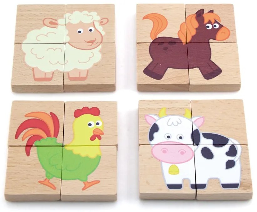 Viga Drevené magnetické puzzle Zvieratá
