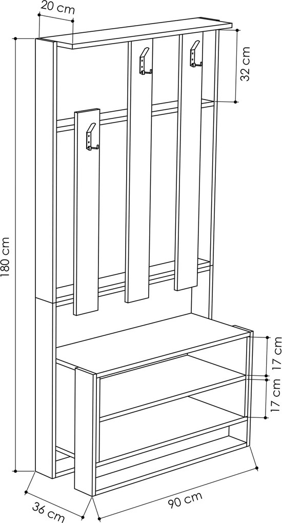 Predsieňová stena Houseland CHESTER biela/dub prírodný