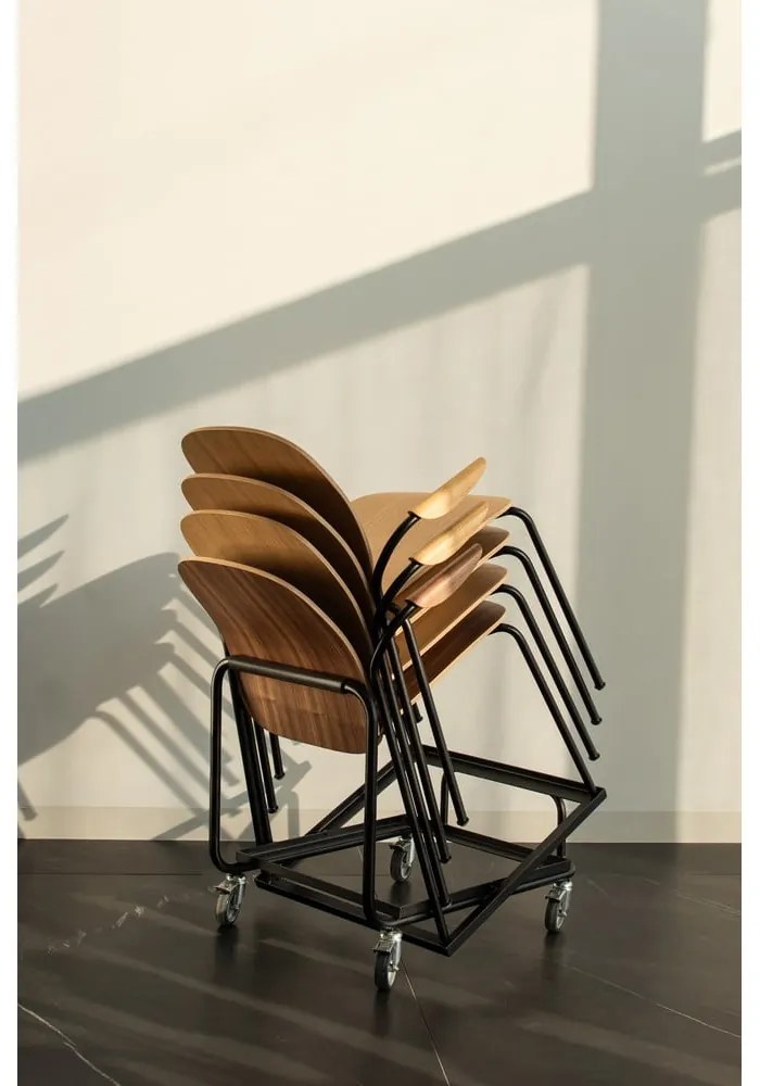 Koňakovohnedé/v prírodnej farbe jedálenské stoličky v súprave s podrúčkami/stohovateľné 2 ks v dekore orecha Book – Gazzda