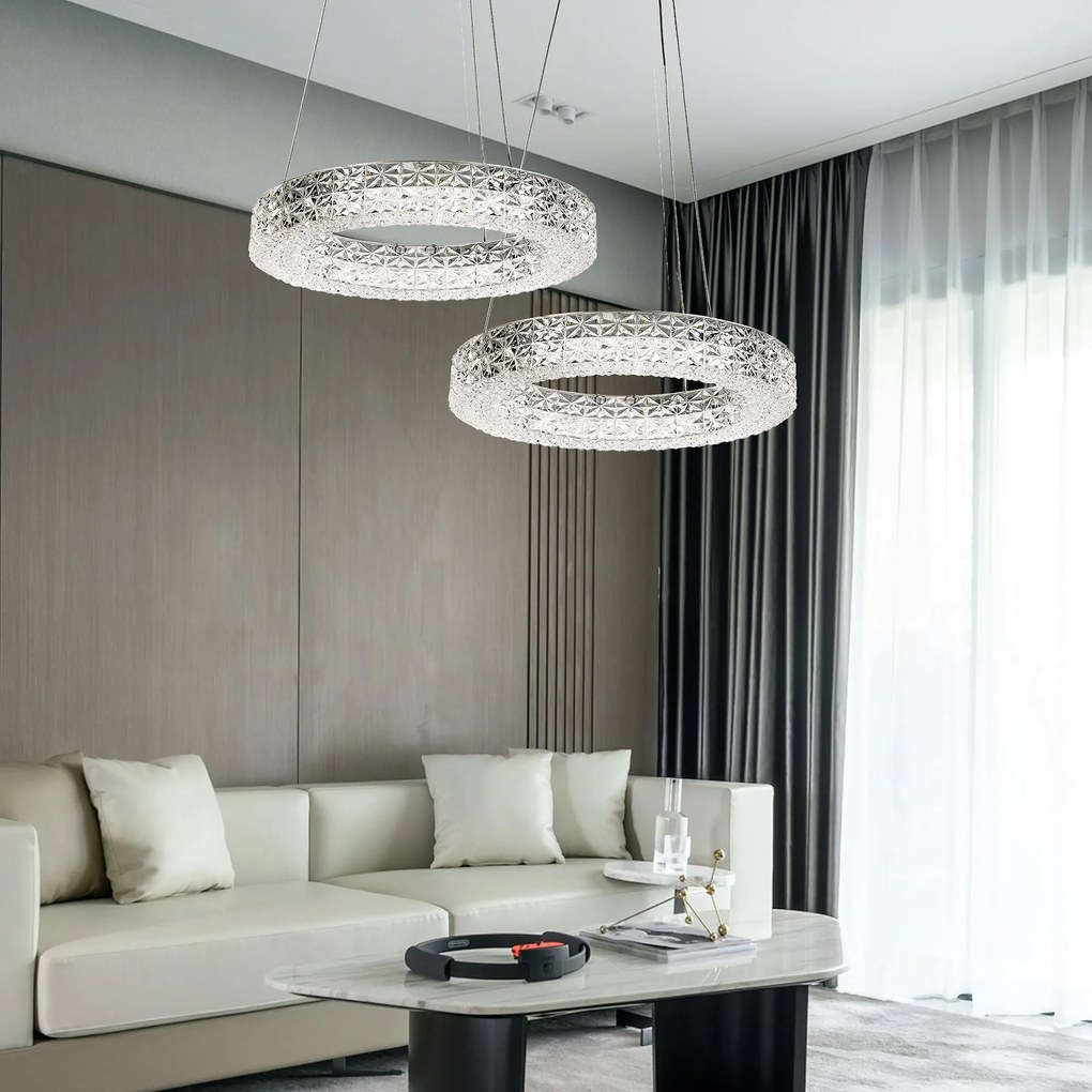 Toolight Toolight, LED stropné krištáľové svietidlo 40cm, 24W, 4000K, MS004-CP, chrómová, OSW-09614