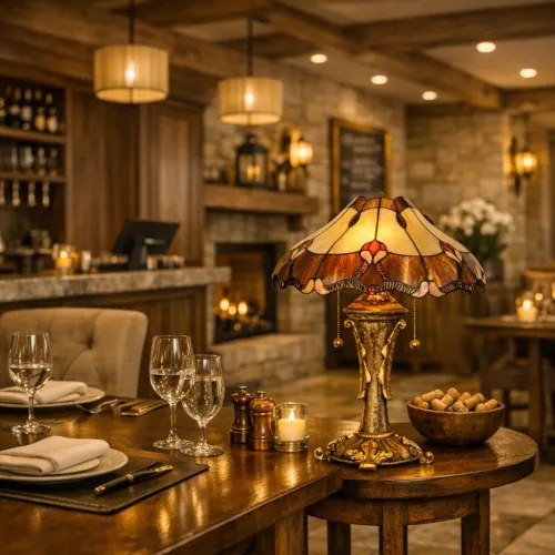 Rustikálna lampa Tiffany štýl stolová UNIQUE Ø 40*53 CM