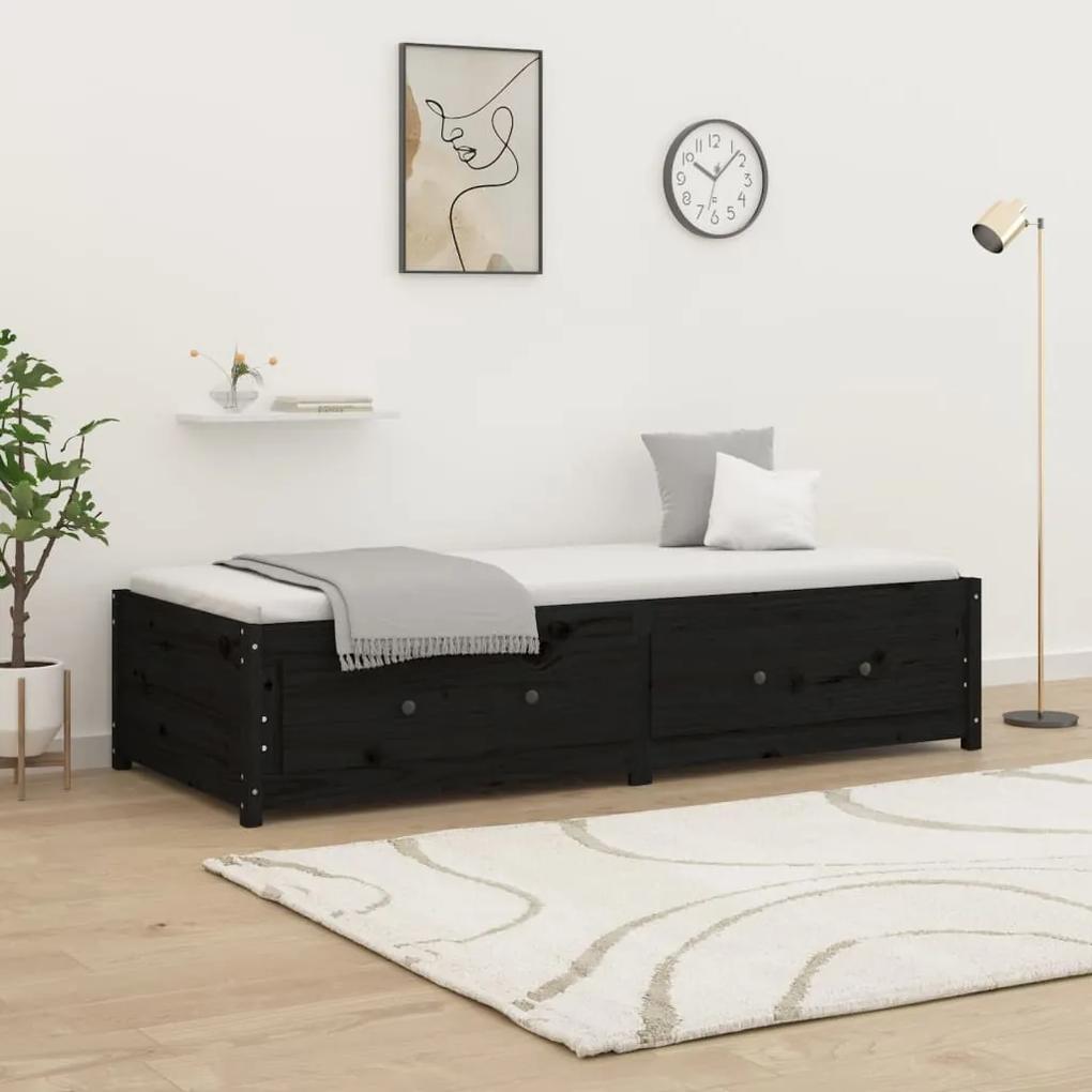 Denná posteľ čierna 90x200 cm borovicový masív