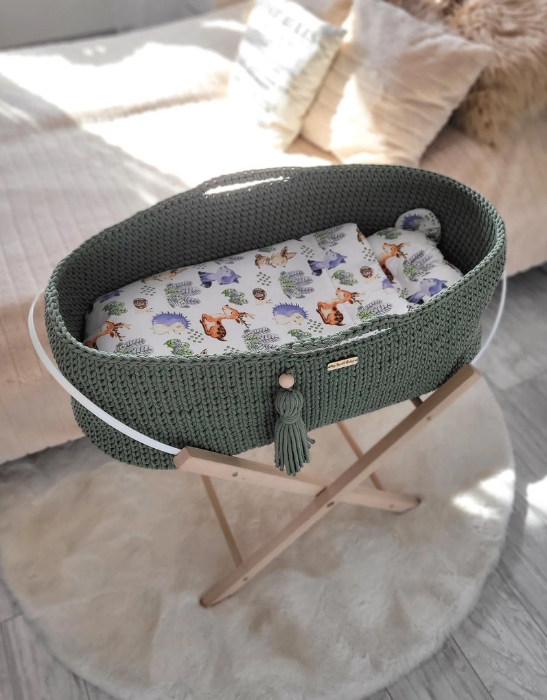 My Sweet Baby Mojžišov kôš BOHO Handmade - pistáciový