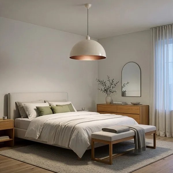 BRILAGI - LED luster na lanku METALO 1xE27/40W/230V pr. 40 cm béžová/medená