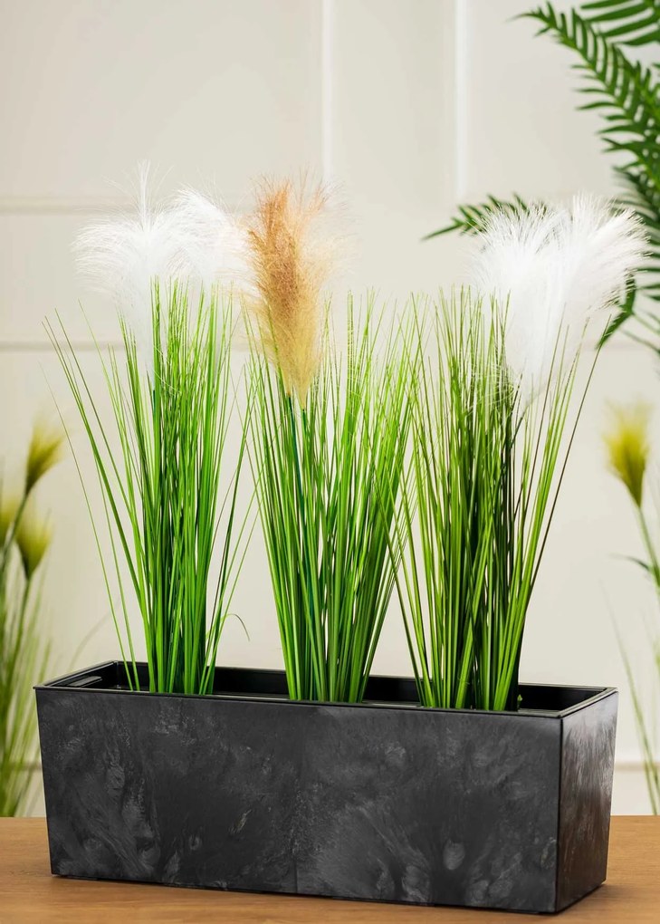 Balkónový truhlík BOUQUET 56 cm čierny betón