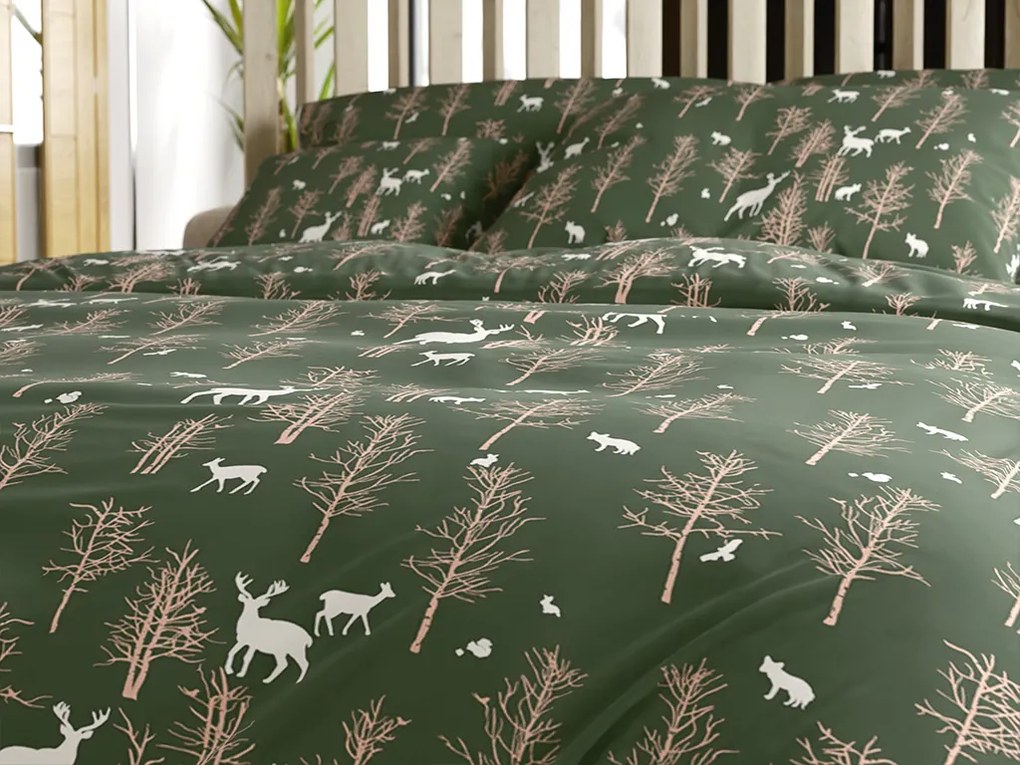 Obliečky z mikrovlákna OAK DEER tmavo zelené Rozmer obliečky: 2 ks 70 x 90 cm | 200 x 220 cm