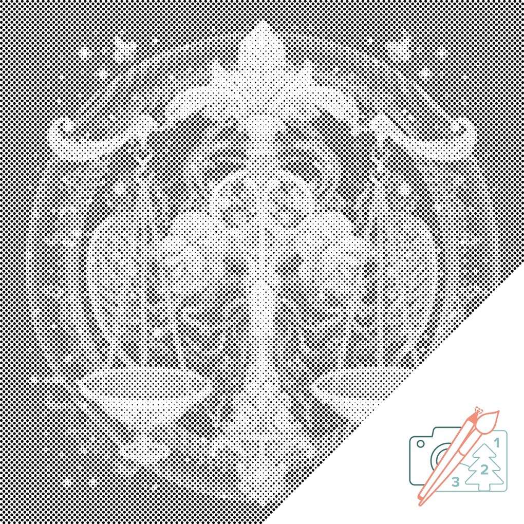 Gario Bodkovanie Váhy/Libra Rozmery: 50 x 50 cm, Rámovanie: Iba zrolované plátno, Farba bodiek: Čierna