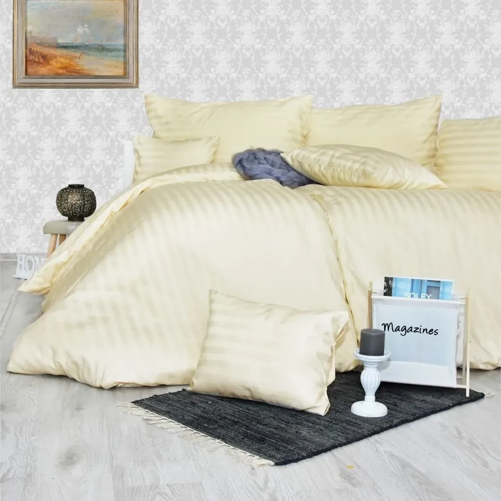 Obliečky damaškové krémové EMI: Štandardný set jednolôžko obsahuje 1x 140x200 + 1x 70x90