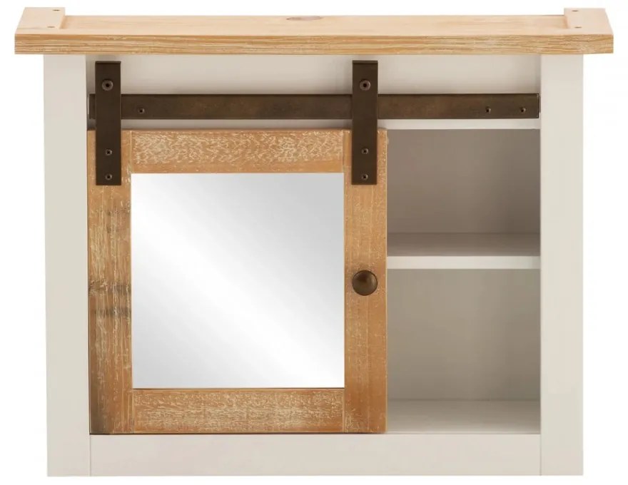 furniture-nabytek.cz - Masívna skrinka so zrkadlom Capera, borovica / MDF, lakovaná, biela / hnedá