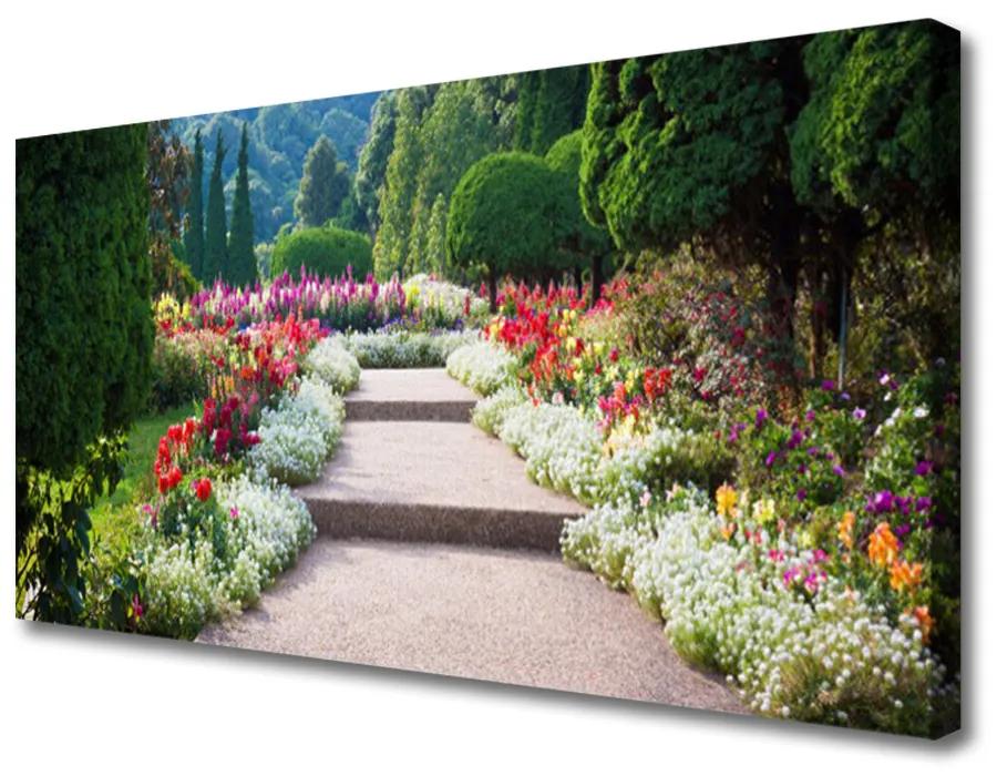 Obraz Canvas Park kvety schody záhrada 140x70 cm