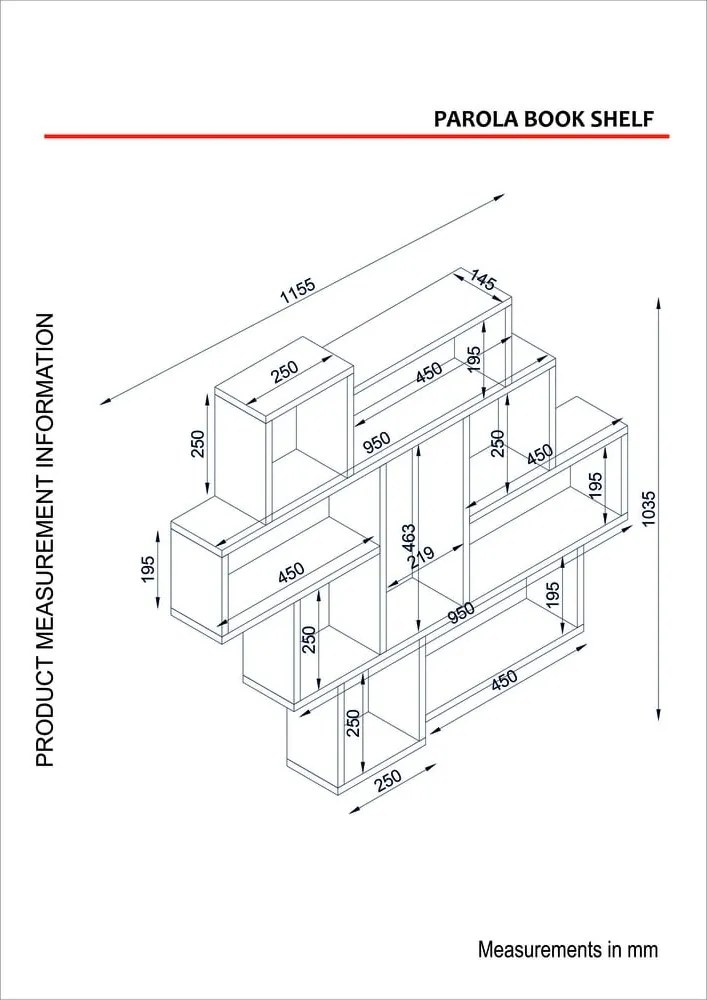 Biela nástenná polica Parola