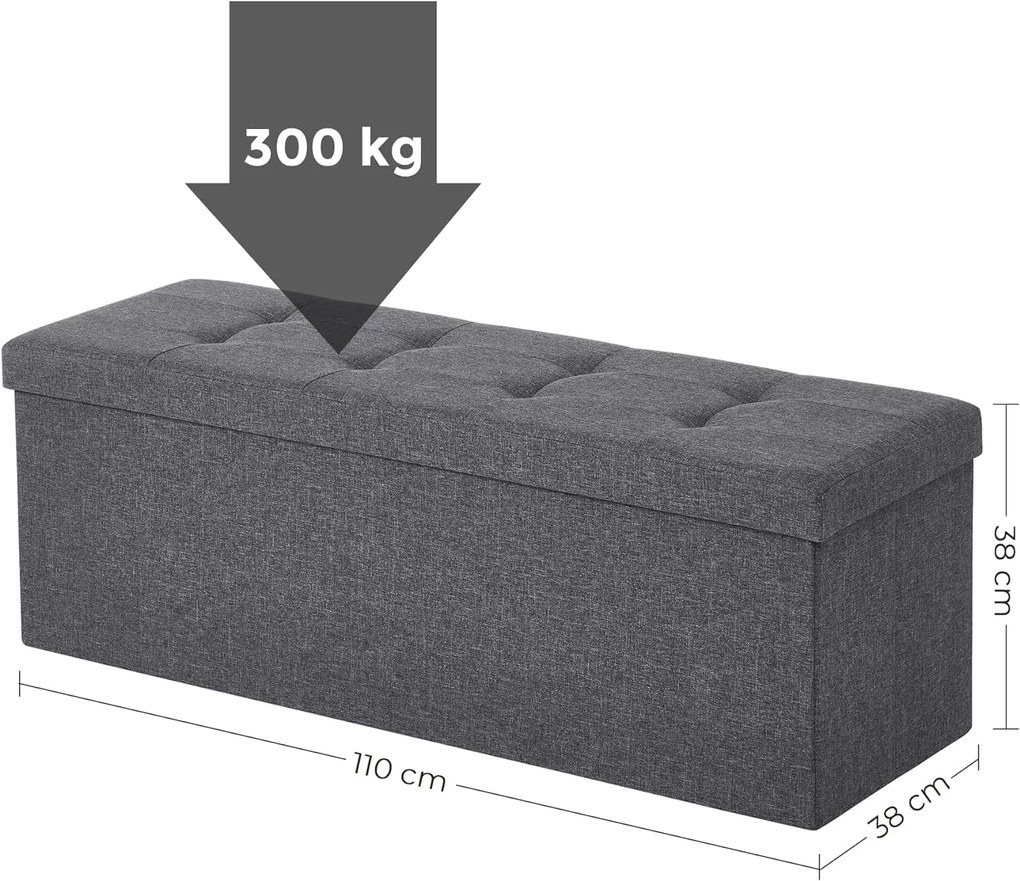 Taburet s úložným priestorom OTTOMAN 110x38 cm, tmavo sivý