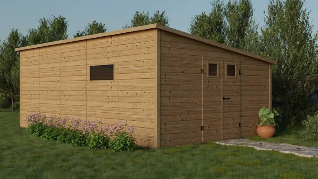 Drevený domček KORTADERIA (3,95 × 6,45 m)