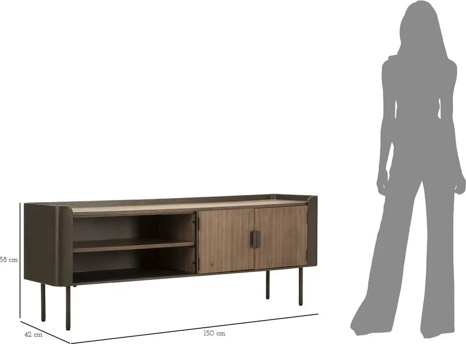 Hnedý TV stolík z jedlového dreva 150x58 cm Toronto – Mauro Ferretti