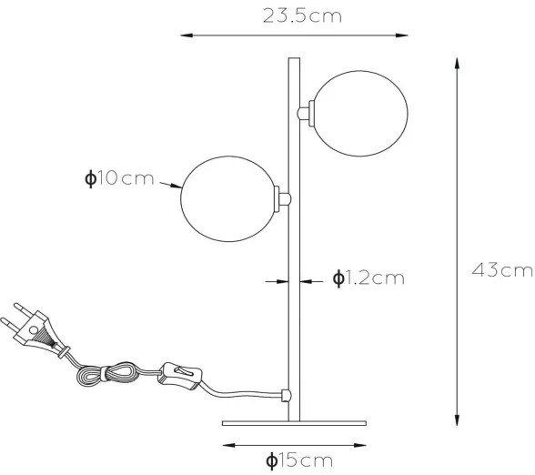 Lucide 45574/02/30 - Stolná lampa TYCHO 2xG9/28W/230V čierna