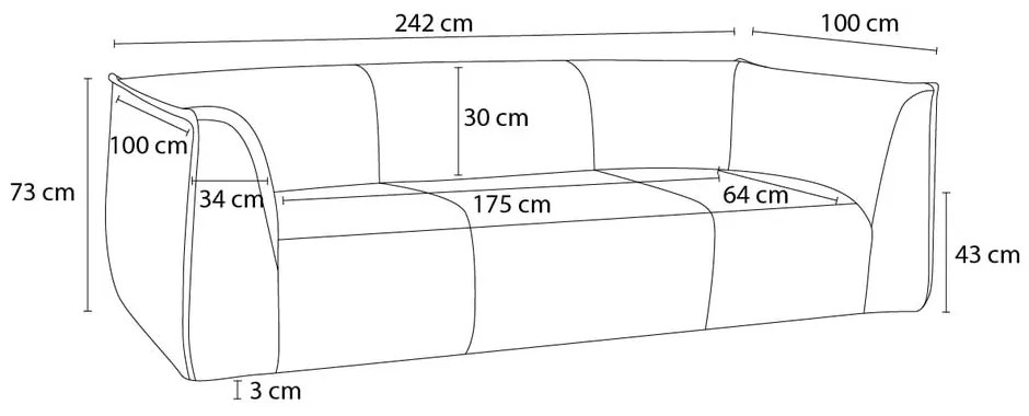 Pohovka z textílie buklé v horčicovej farbe 242 cm Giorgia – Bobochic Paris