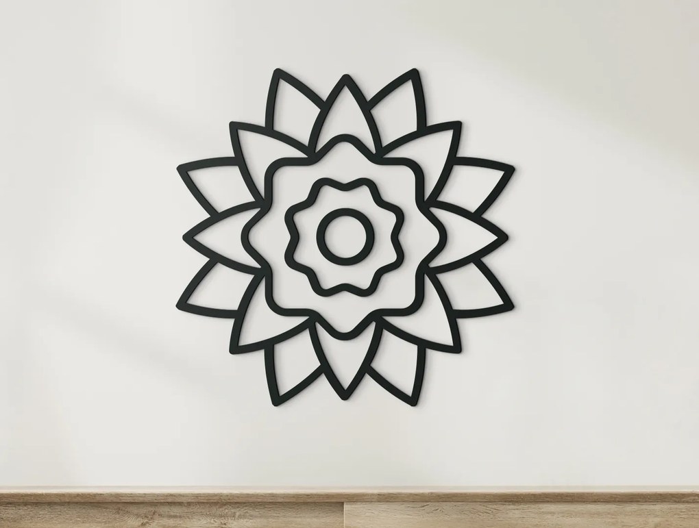 drevko Kvetinová mandala z dreva Rozmer obrazu: 44,5 x 44,5 cm, Farba dekorácie: Čierna