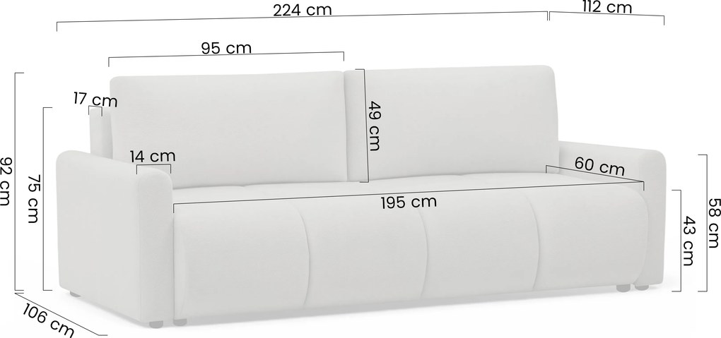 Pohovka Velaro s funkciou spania - hnedá tkanina Vela 28