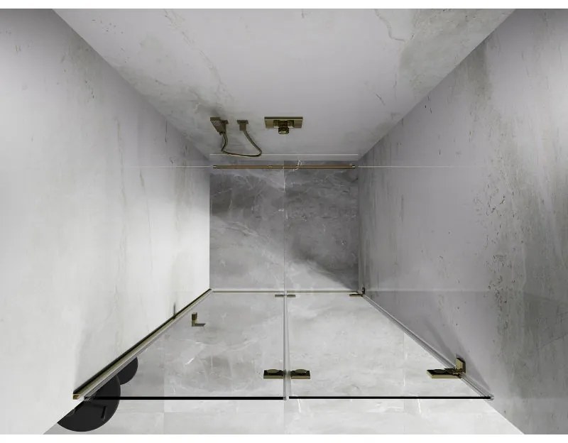 Mexen, Mexen Lunar-F pravé sklápacie sprchové dvere 75 cm, transparentné, zlaté - 836-075-000-50-00-P