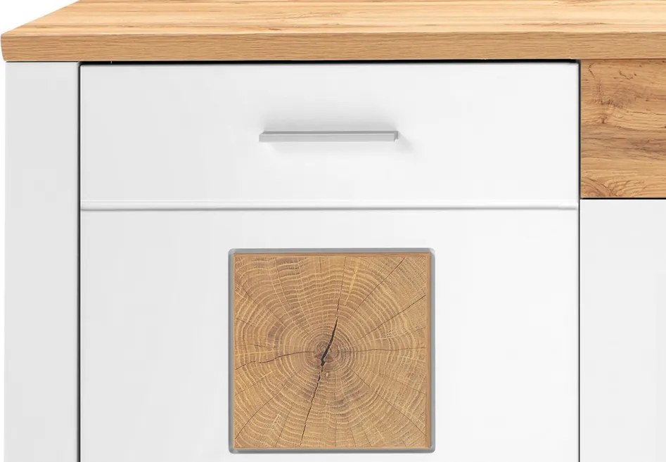 Široká komoda Matera, 220 cm,starý dub/biela