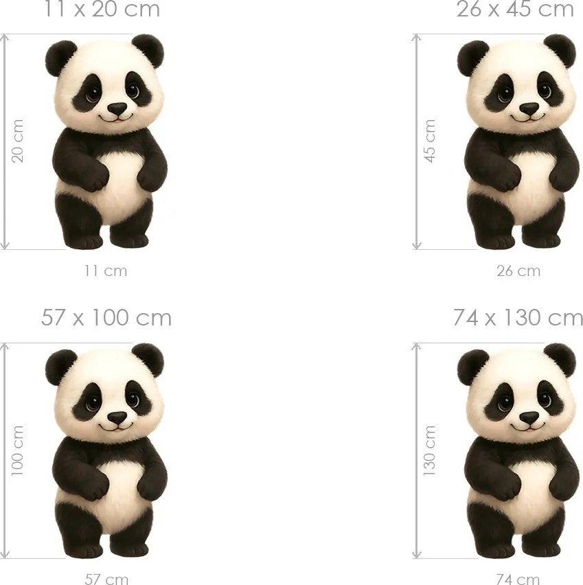 Panda textilní prelepiteľná nálepka na stenu list 26 × 45 cm