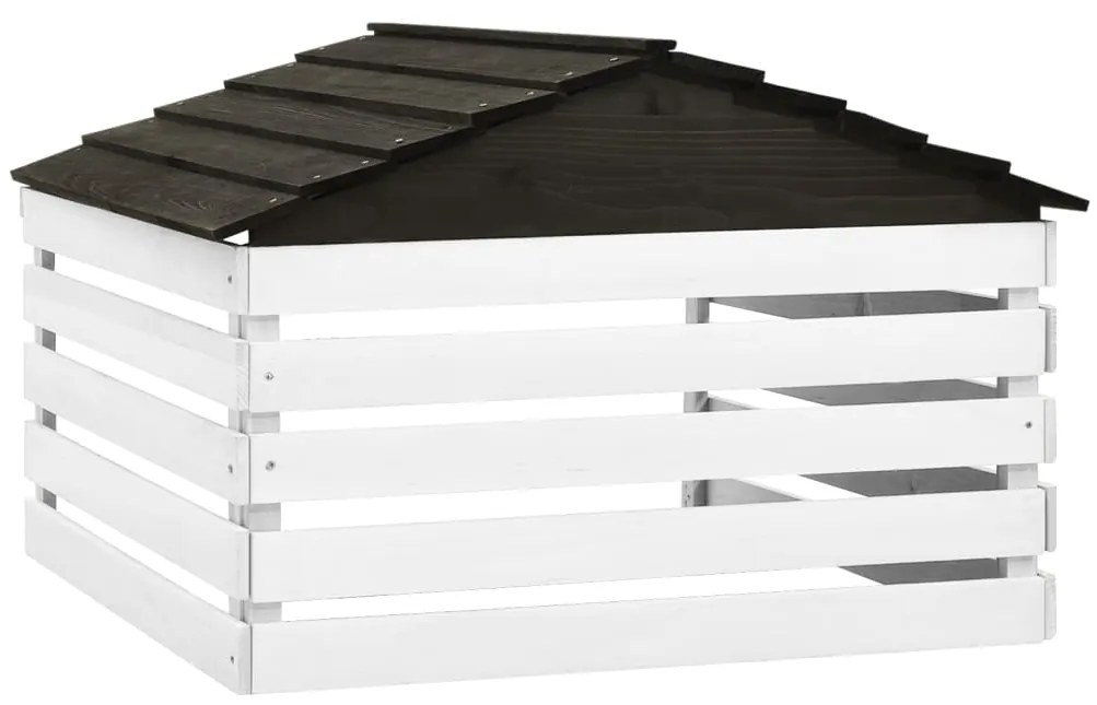 Garáž na robotickú kosačku čierno-biela 78x74x54 cm jedľové drevo