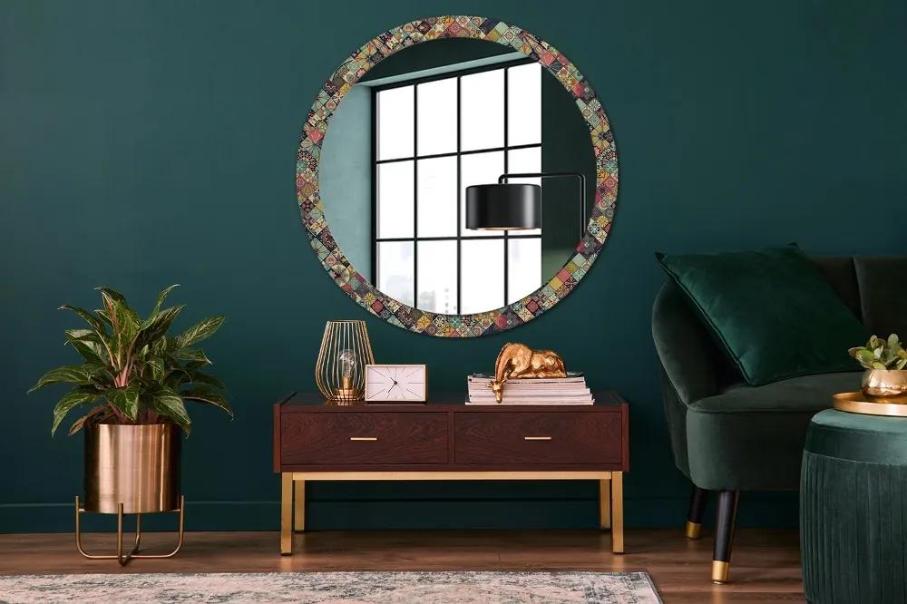 Okrúhle ozdobné zrkadlo Etnický kvetinový fi 100 cm